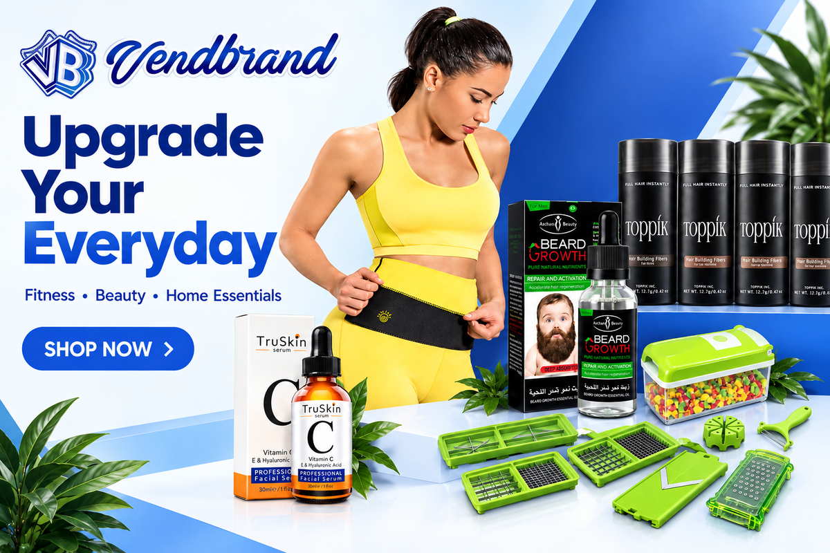 Vend Brand banner redesigned in blue and white